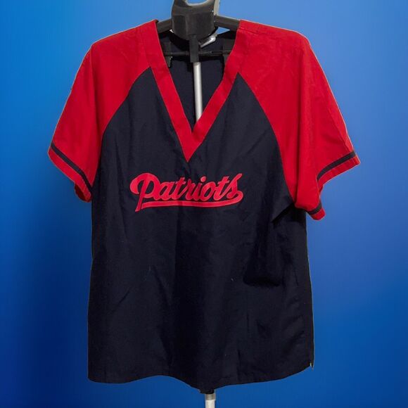 New England Patriots NFL Team Apparel V Neck Shirt Size XL Blue Red - Picture 1 of 4
